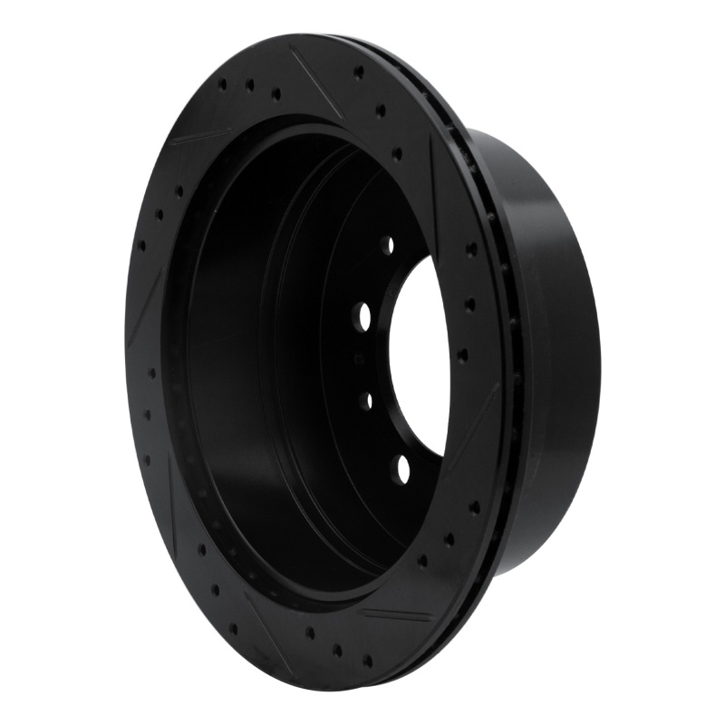 Lexus LX470 Brake Rotor (1) - Rear Left - R1 Concepts - Drilled & Slotted - Black - `98-`07